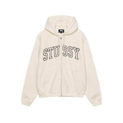 Stussy Outline Zip White Hoodie