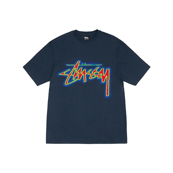 Thermal-Stock-Stussy-T-Shirt-Navy.jpg Stussy Navy Thermal T-Shirt